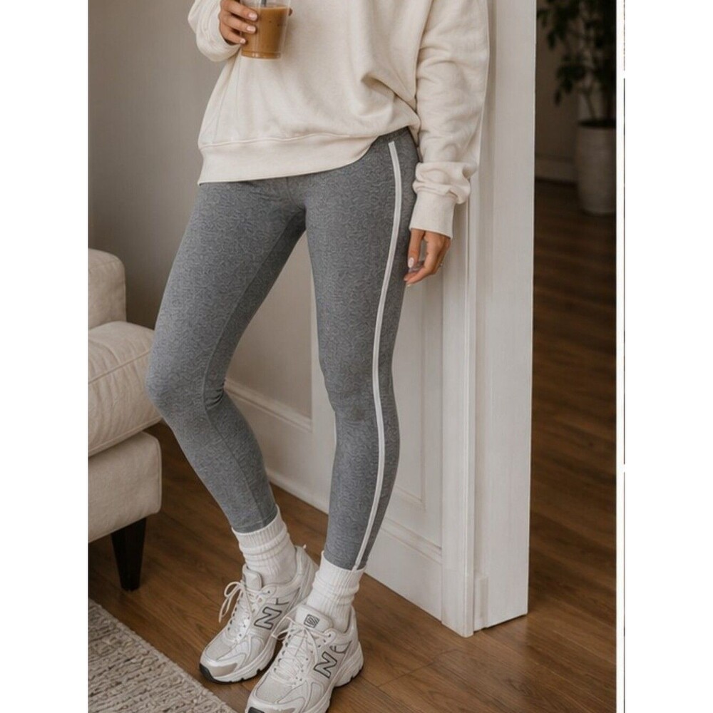 Leggings Gray Sport Workout Yoga Pants L Athleisure Activewear Sporty Athletic